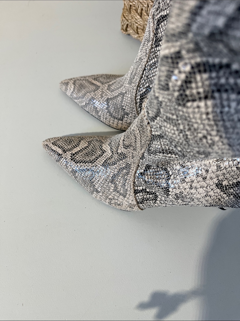 Express Snake-Print Boots in Gray and Black - Picture 14 of 14